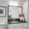 Bathroom with large vanity mirror in 1-bedroom Philadelphia apartment